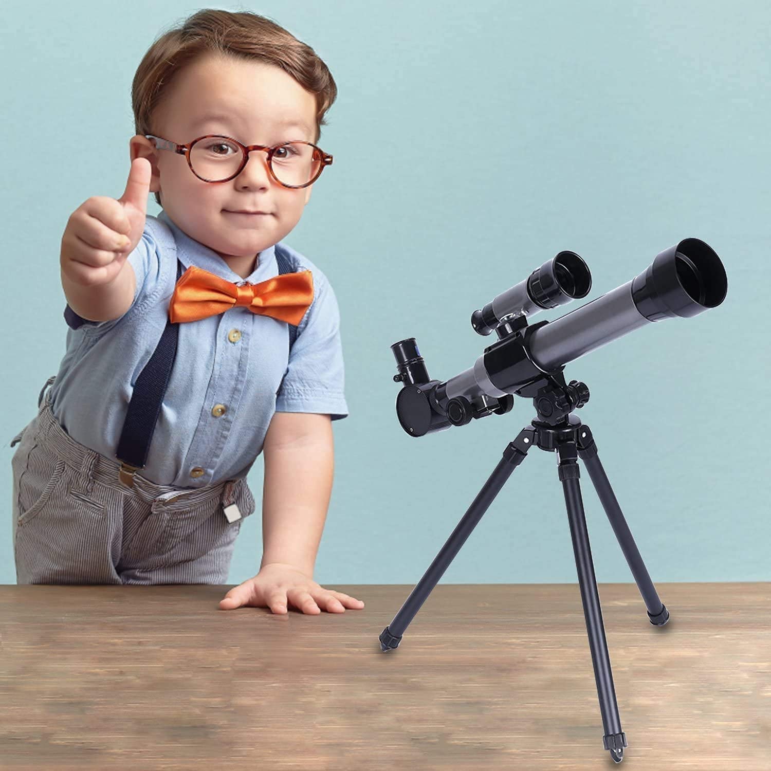 Teleskopy dla dzieci, regulowany teleskop astronomiczny dla dzieci 20X/30X/40X dla dzieci początkujących astronomia obserwacja gwiazd, z okularami na statywie kompas