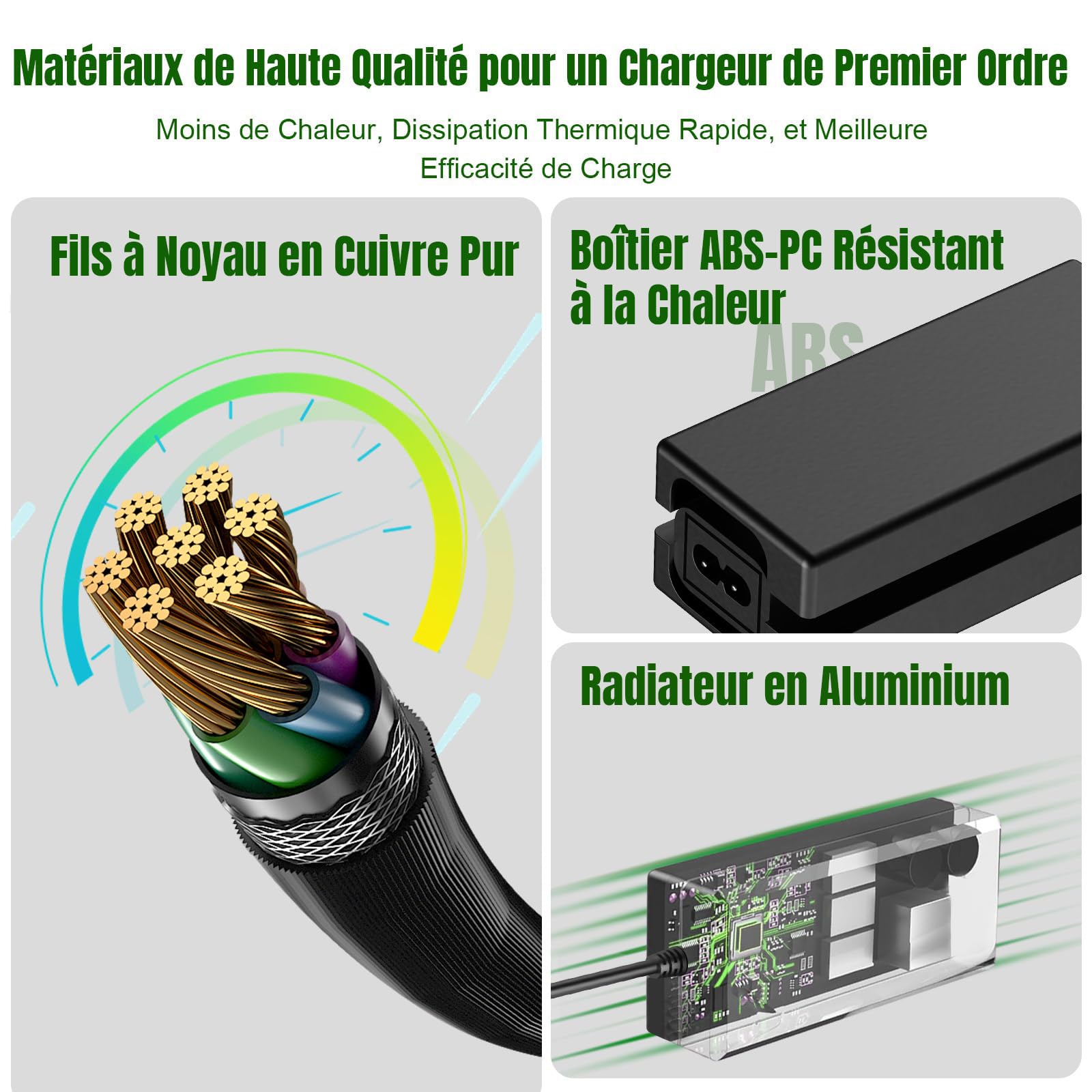 Chargeur Trotinette Electrique, 42V 2A Chargeur Hoverboard 36V Trottinette Batterie avec 4 Connecteurs pour Hoverboard, Scooter Électrique, Planche à Dérive, Xiaomi M365/Pro 2