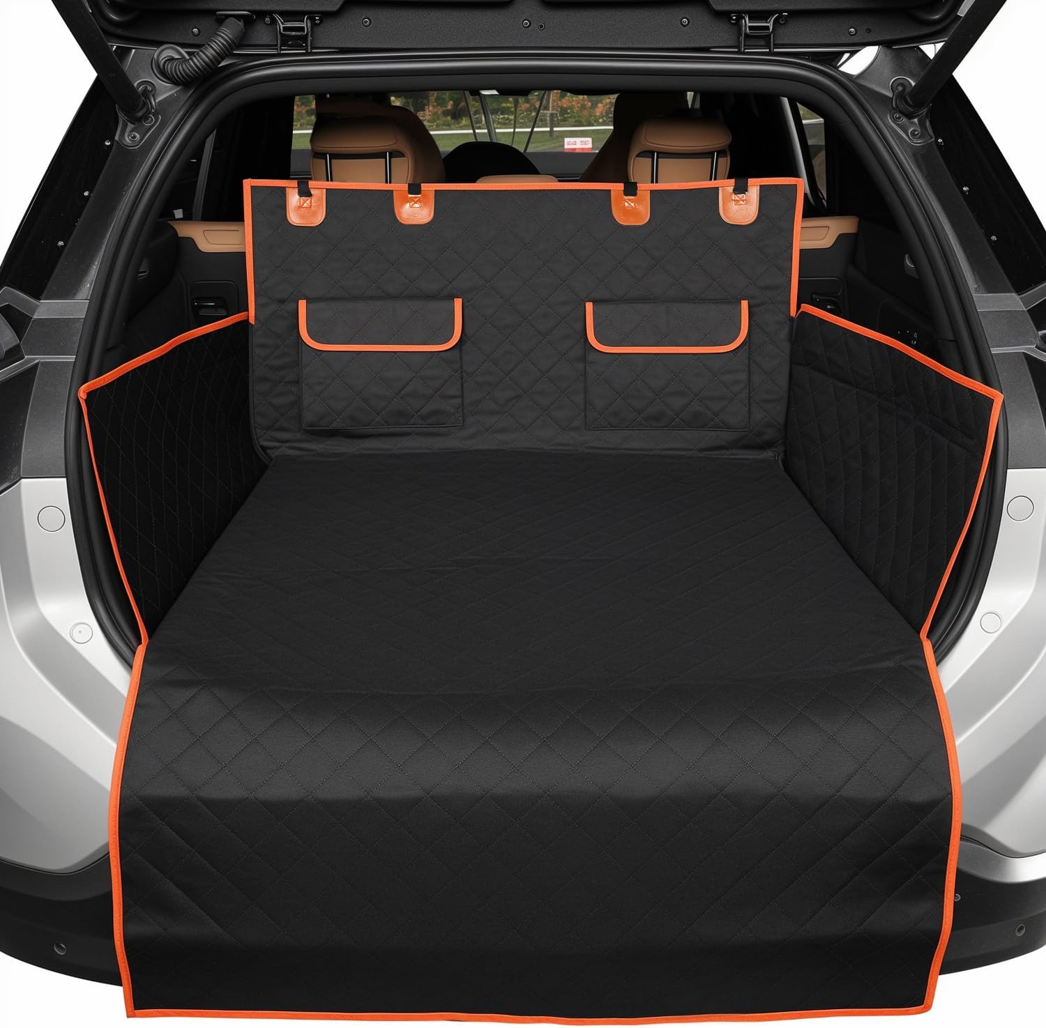 IVY&LANE SUV Cargo Liner for Dogs,Waterproof Trunk Cover Dog Car Seat Mat for SUVs Sedans Vans with Bumper Flap Protector,Non-Slip,Large Size Universal Fit,Black