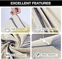 Vista 3 de Lamberia - Funda elástica para sofá de 3 plazas con estampado incluye dos fundas para cojines gratis, (modelo Dandelion, Sofá 3 asientos)