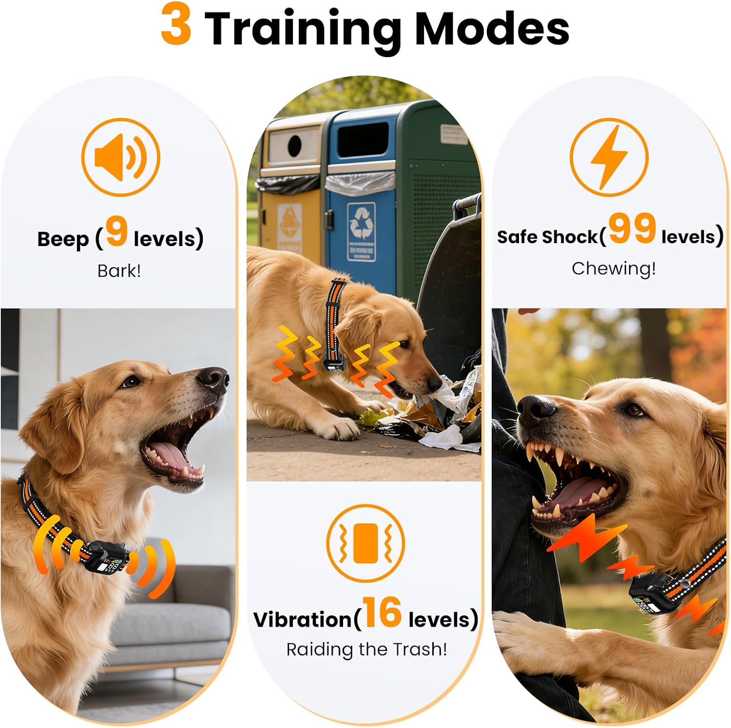 2 in 1 Dog Bark and Shock Collar - 4500FT Bark Collar with Remote Control, Anti Bark and 3 Training Modes (Tone, Vibration, Safe Shock, IP67 Waterproof, Portable Training Collar for 5-120lbs Dogs
