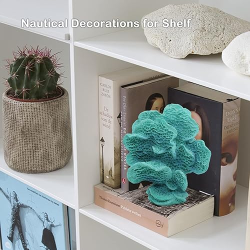 Miniatura 5 de Decoración de arrecife de coral azul aguamarina, decoración moderna de estatua de coral costero para el hogar pequeñas decoraciones de coral