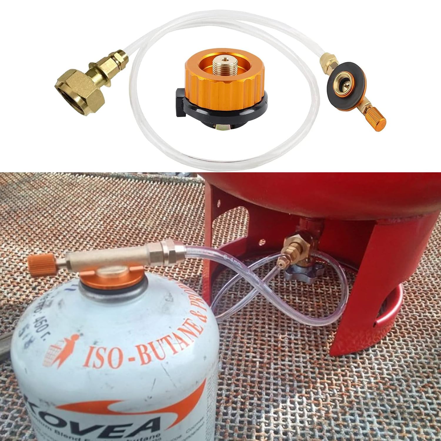 Adapter do kuchenki kempingowej, adapter do butli gazowych, zawór kuchenny, nadaje się do różnych aktywności na świeżym powietrzu, takich jak kemping, grill, kuchnia na świeżym powietrzu i piknik, 60