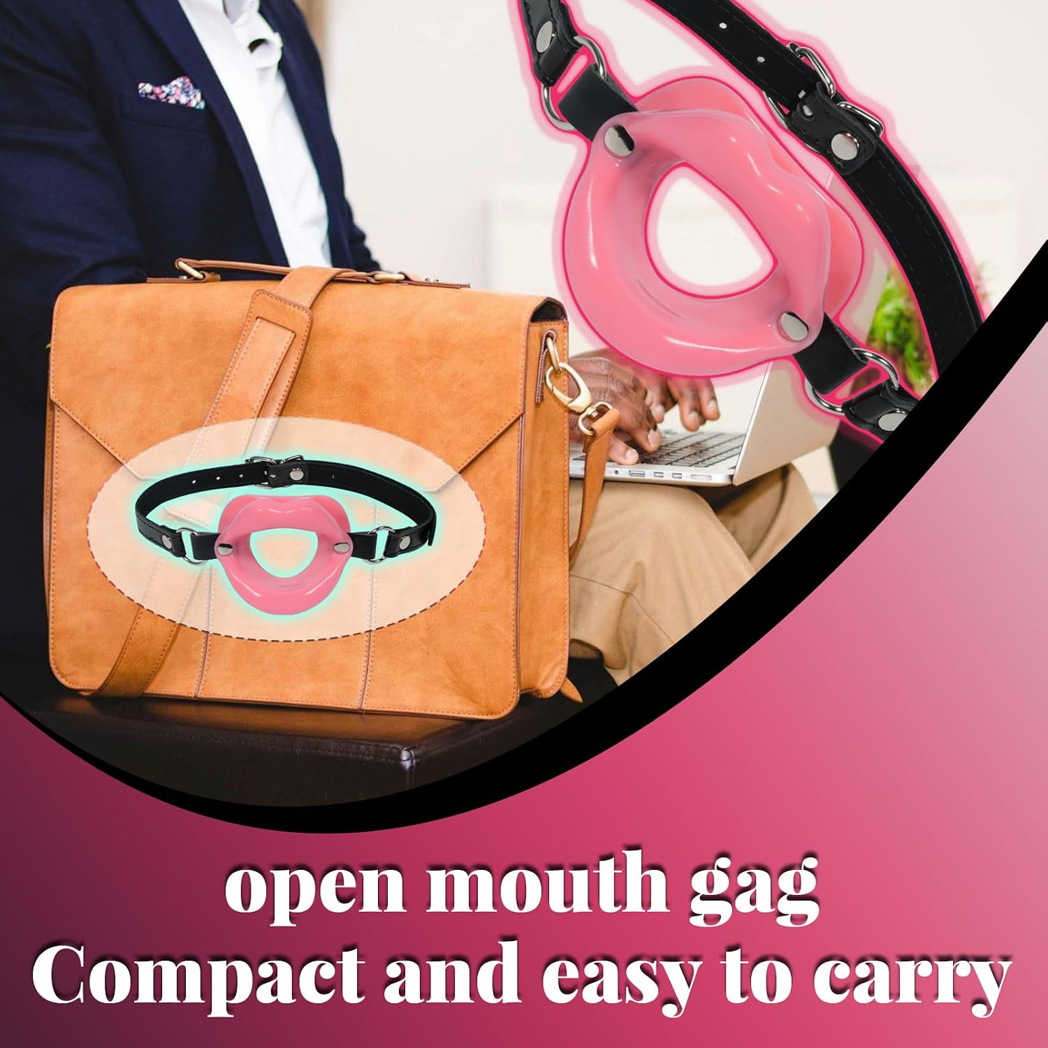 Open Mouth Gag Silicone O-Ring Gags Ball BDSM Bondage Sex Toys Adjustable Head Harness Ballgag Muzzles Restraints Adult Slave Fetish Gear for Men, Women (Pink)