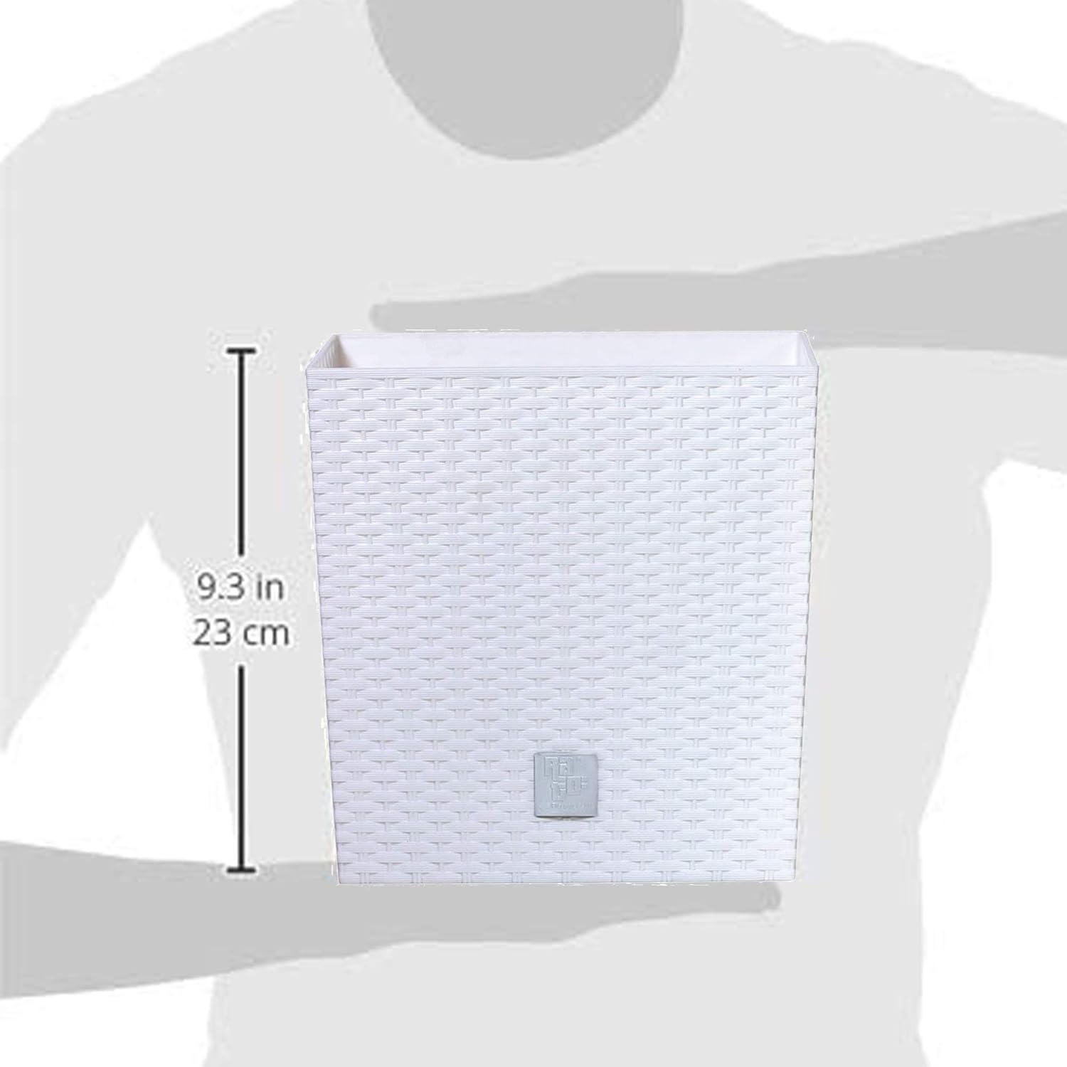 Prosper Plast Rattan White Flower Pot - 22.5cm Planter 8L Capacity - Plant Pot Suitable for Indoor and Outdoor Use