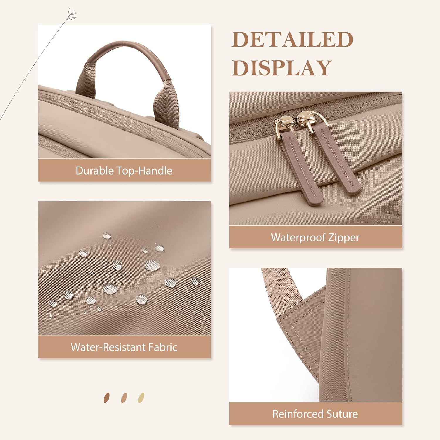 Travel Backpack for Women Personal Carry On Bag Business Weekender Hiking Multilayer Laptop Bag,16 Inch,Champagne Brown - Image 6