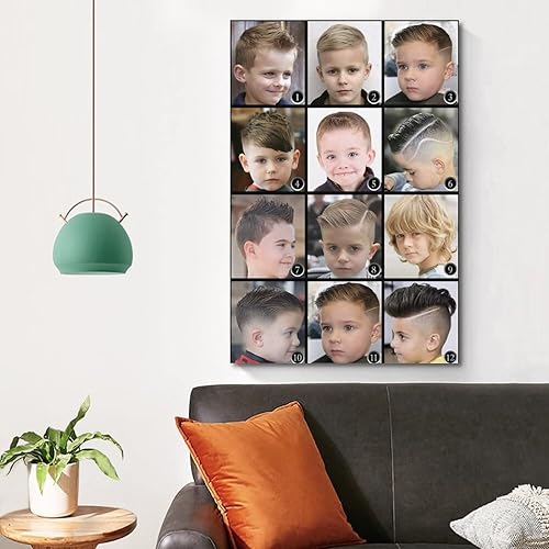Miniatura 4 de Póster de peluquería para niños, póster de cortes de pelo y cortes de pelo de moda para hombres, pintura en lienzo, póster de Po, pintura