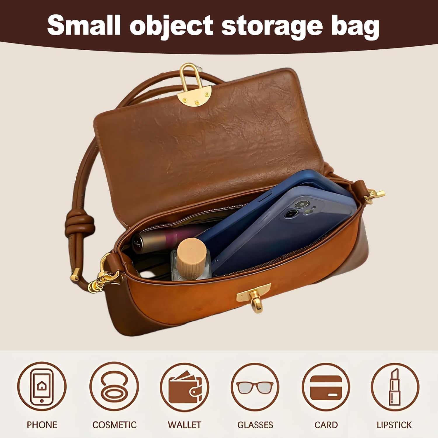 Shoulder Bag with Lock Buckle, Medium Size,Shoulder Bag Underarm Purse - Image 6