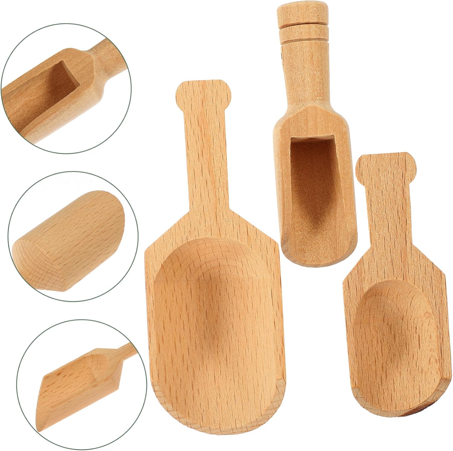 3pcs Mini Salt Spoons Wooden Tea Scoops Bath Salt Spoon Compact Tea Reusable Wooden Scoops for Canisters