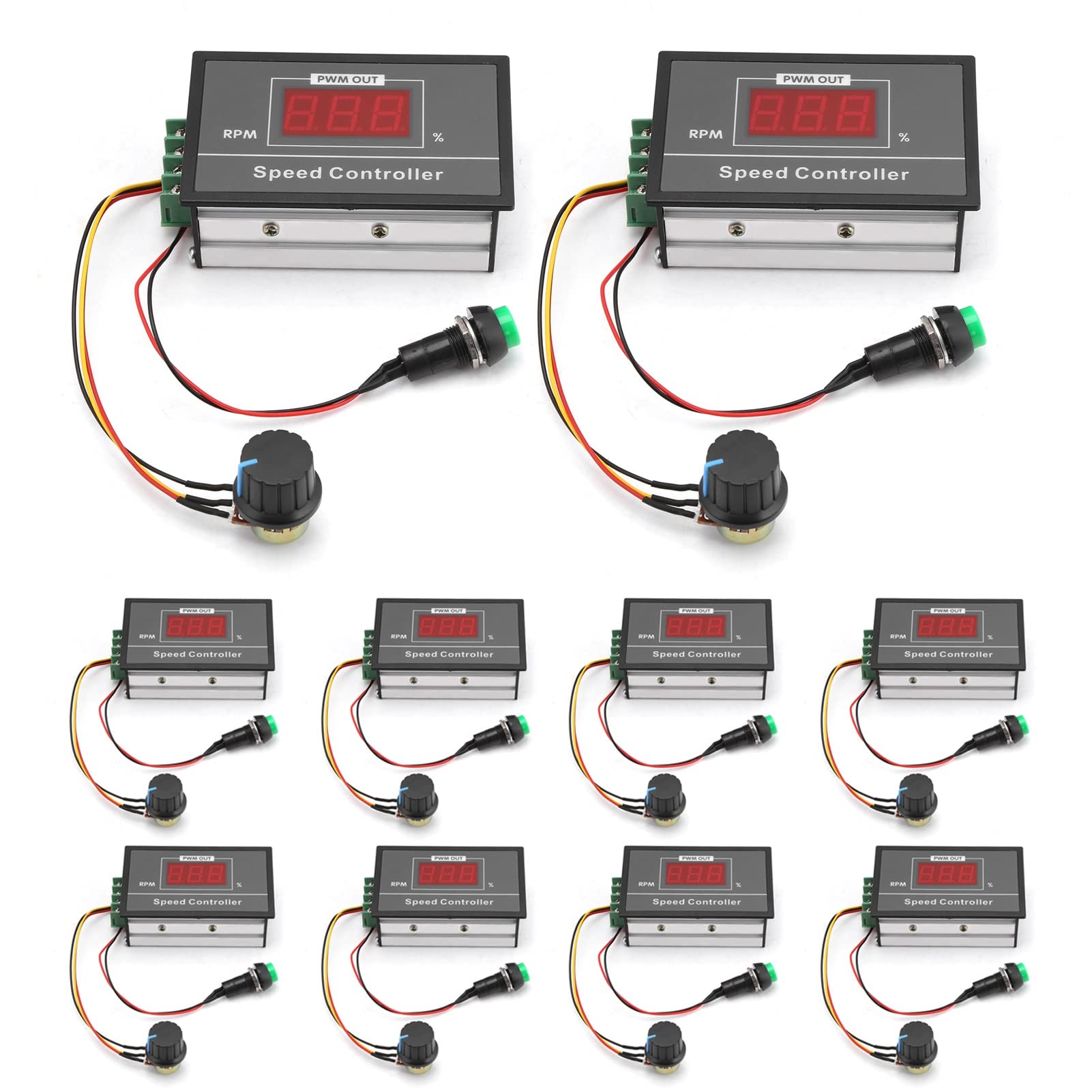 DEWIN Sterownik silnika prądu stałego, 10 szt. DC 6-60 V 12 V 24 V 36 V 48 V 30 A PWM DC regulator prędkości silnika przełącznik rozruchu