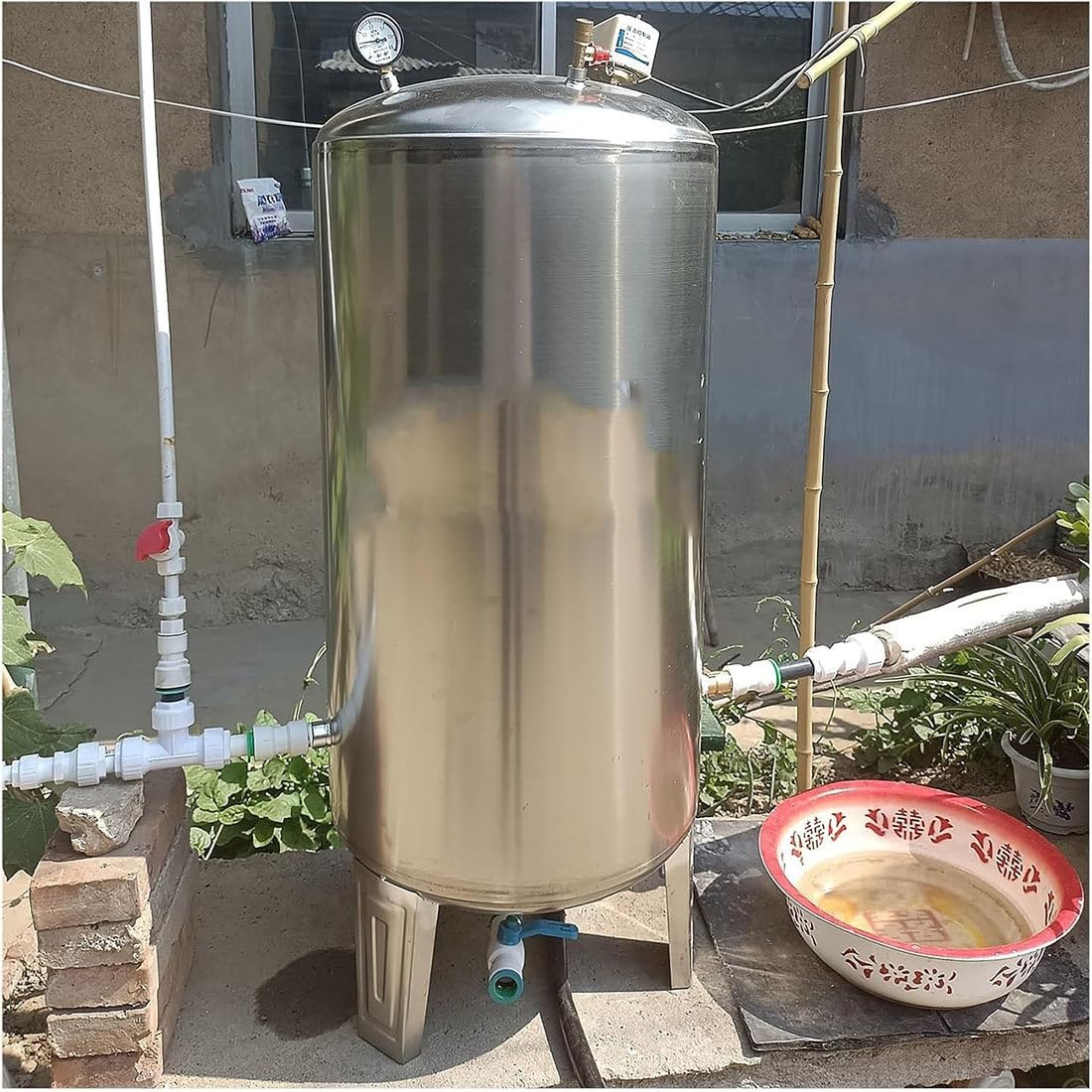 Serbatoio a pressione dell'acciaio inossidabile per acqua di pozzo - contenitore verticale dell'acqua per l'alimentazione pressurizzata automatica, capacità 250L
