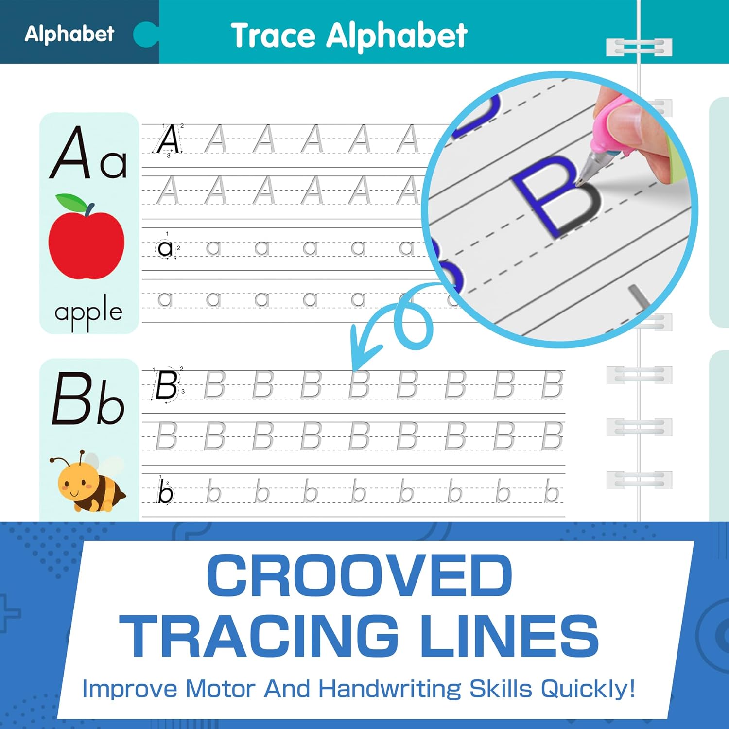 Grooved Handwriting Practice for Kids, Magic Grooved Writing Practice with Reusable Tracing Books, 96 Fun Activities, Sensory-Friendly Workbooks, Screen-Free Gift for Boys Girls Age 3-8.