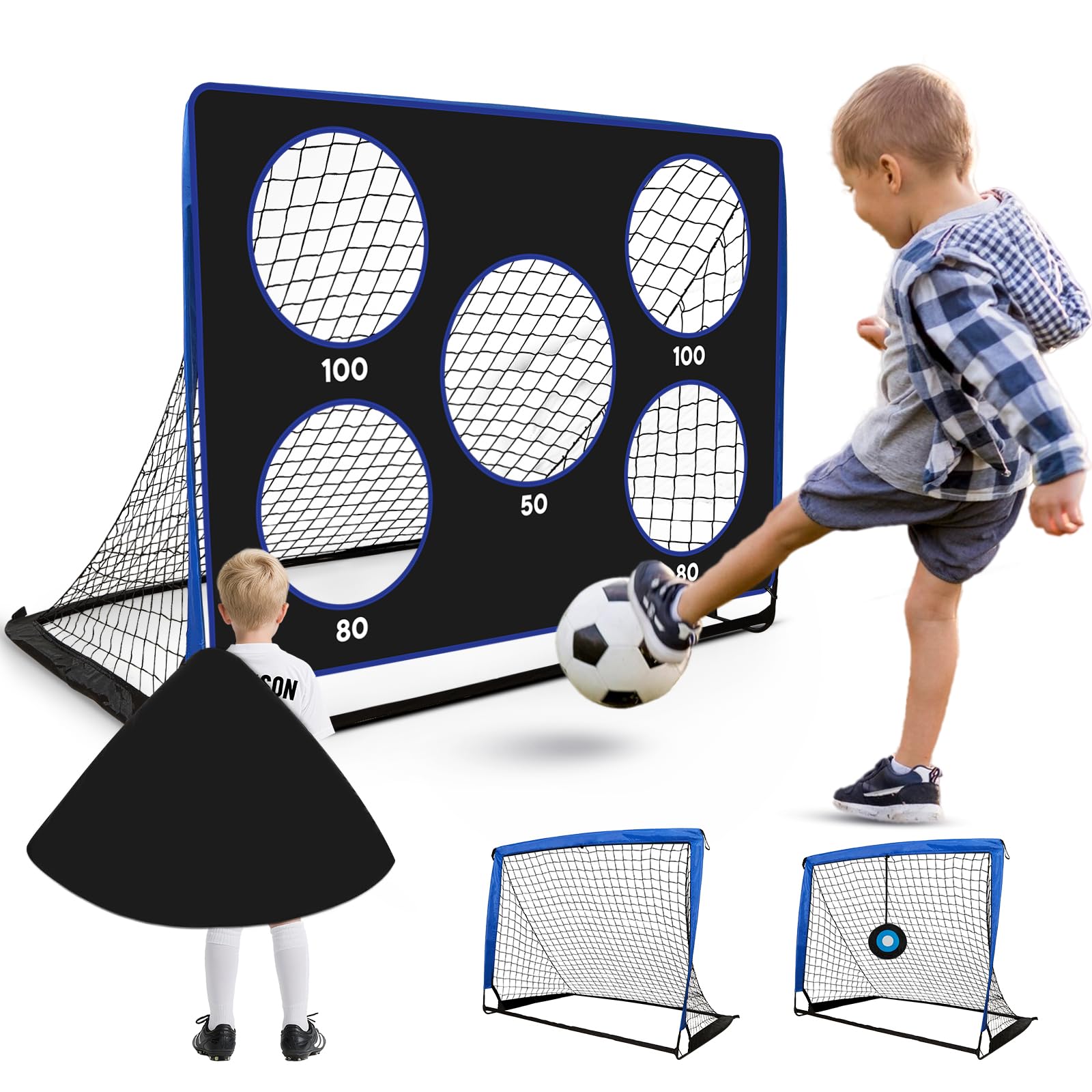 Bnlei 3 in 1 Football Goal for Garden, pop up goal for Kids with 3 modes, foldable & portable