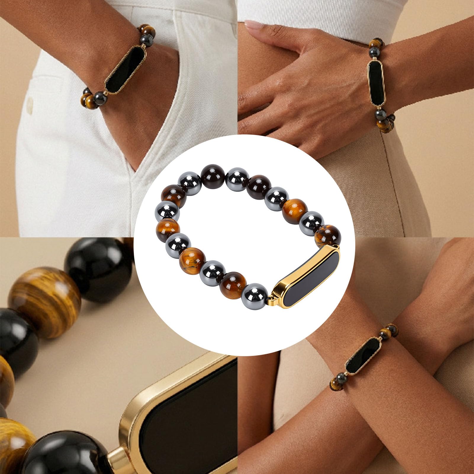 Annadue Bracciale Fitness Tracker Cristallo Smart, Braccialetto (d'oro) | Dotato di Funzione Impermeabile IP68 per il Monitoraggio del Sonno e Promemoria Chiamate, con Oltre 100 modalità Sportive