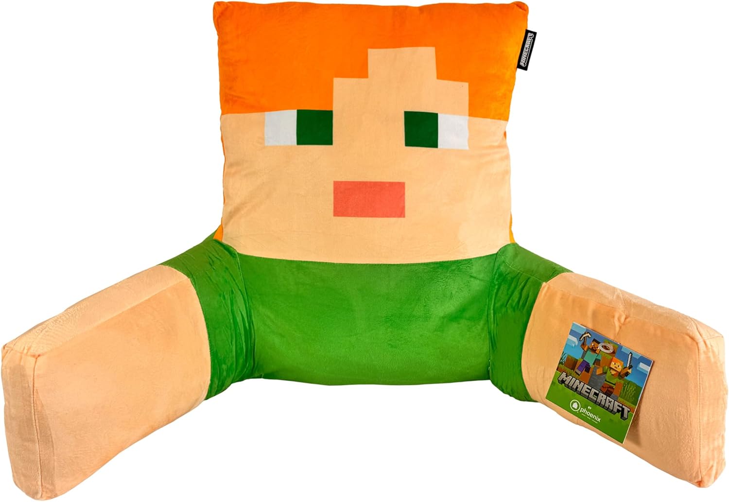 Minecraft: Relax Pillow - Alex - Character Lounge Cushion, Armrests, Phone Pocket, Soft & Comfortable, Game Theme Decor, 27.6 x 15.7 x 19.7, Licensed