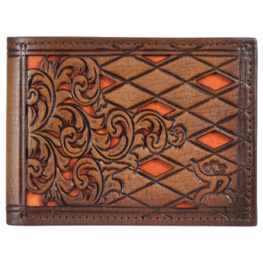 HOOey Genuine Leather Bi-fold Wallet (Orange Inlay -- 1831161W1)