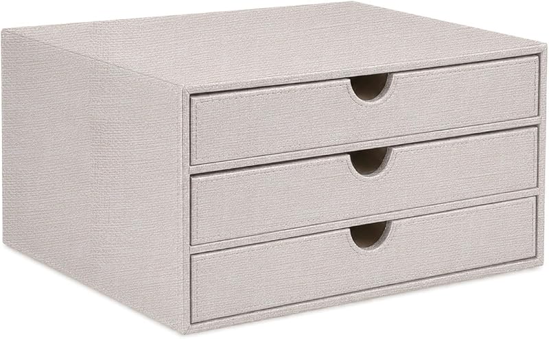 UnionBasic Document Organizer, 3-Drawer File Cabinet Document Storage Box, Office Desktop Filing Organizer, Beige