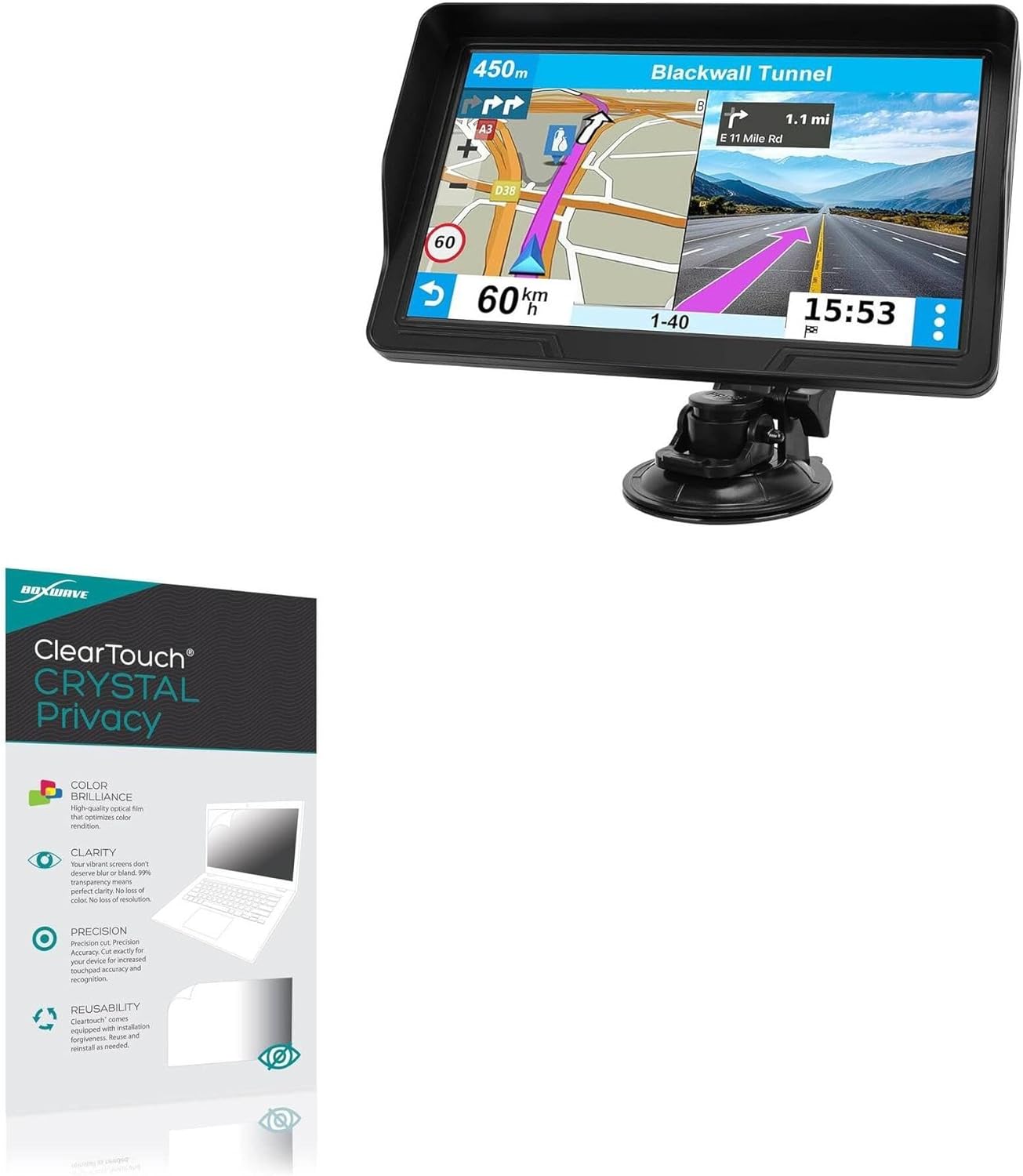 BoxWave Screen Protector Compatible with glaury GPS Navigator for Car Truck RV (9 in) - ClearTouch Crystal Privacy (2-Pack), Privacy Screen Protector Flexible Film Clear