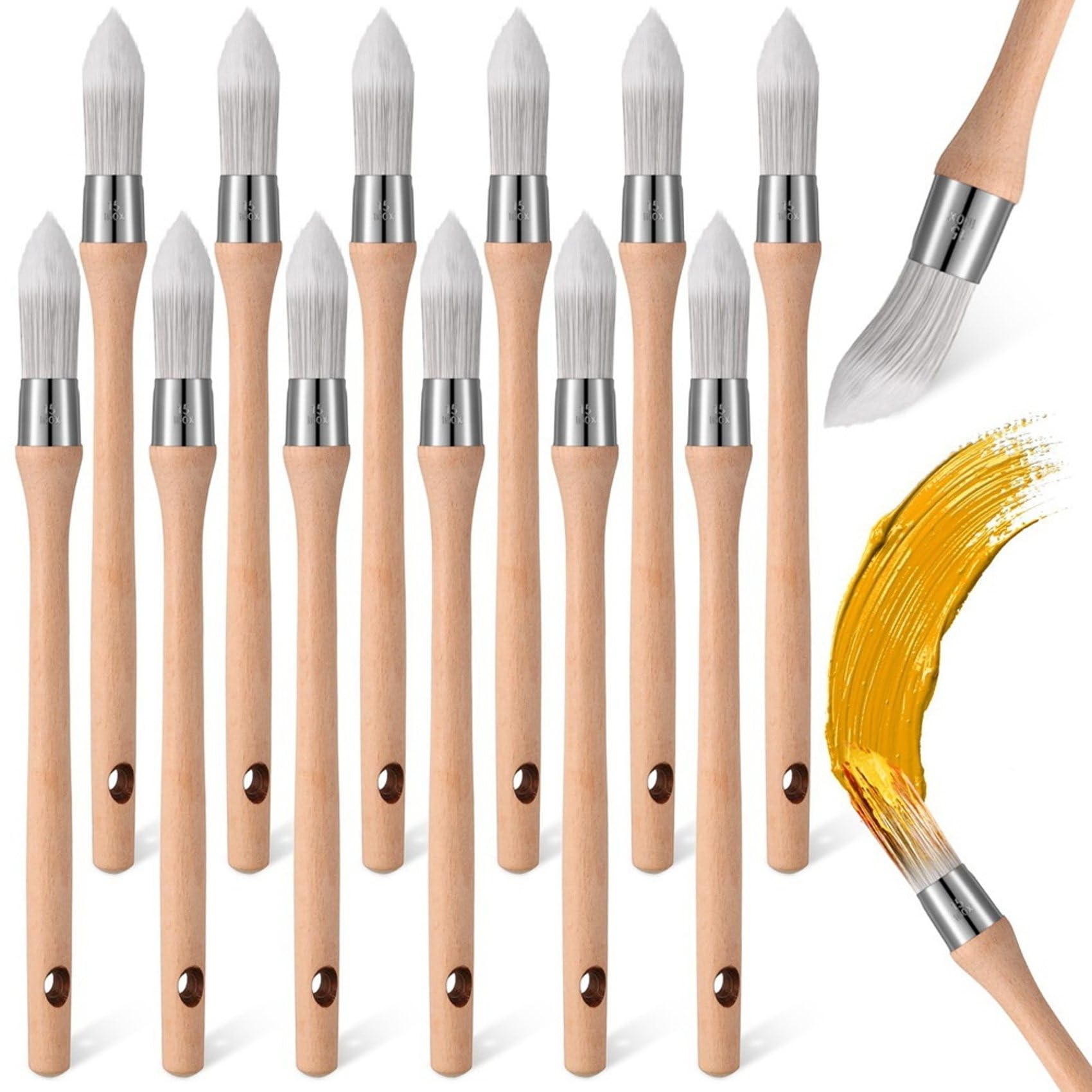24 Pezzi Strumento di Pittura per Rifinire I Bordi Strumento di Pittura Pulito Pennello per Angolo Pennelli Rotondi Piccoli Pennello per Rifinitura Sottile