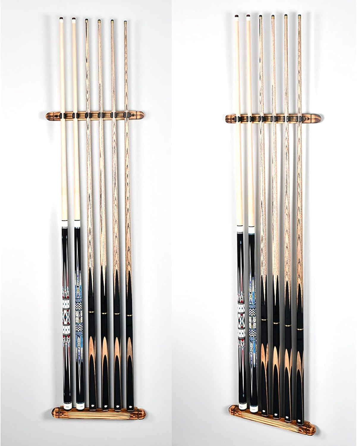 Pool Cue Rack Wall Mounted,Cue Rack,Pool Queue Rack Wall Holder Billiards Pool Cue Rack Wood Billiards Cue Pole Wall Mounted Rack Sticks Holder-Wood Color||6 Holes