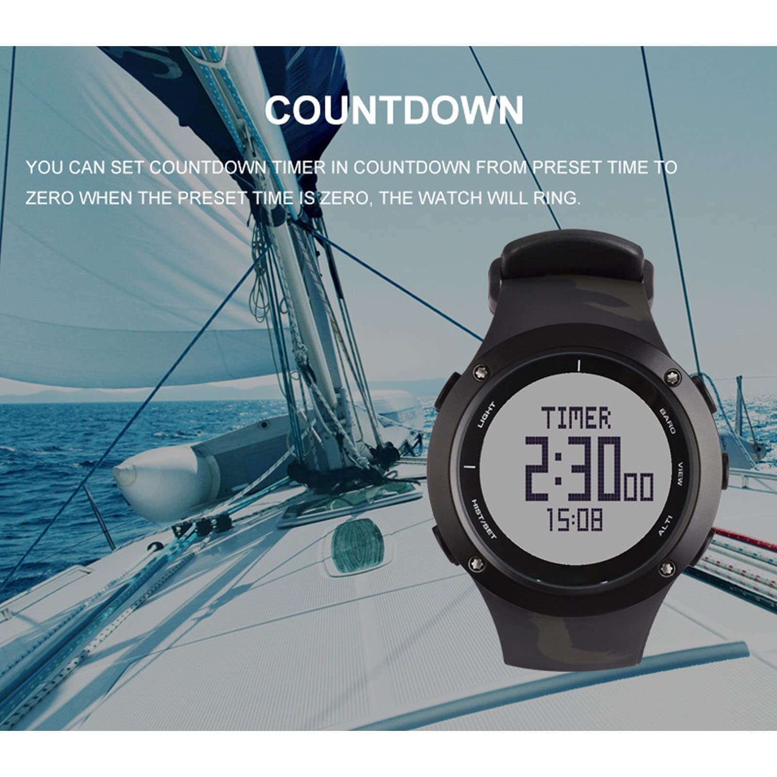 Reloj de Buceo Digital 10ATM Resistente Al Agua Temporizador de Buceo para Entusiastas del Deportes de Natación Caucho de Acero Inoxidable (Negra)