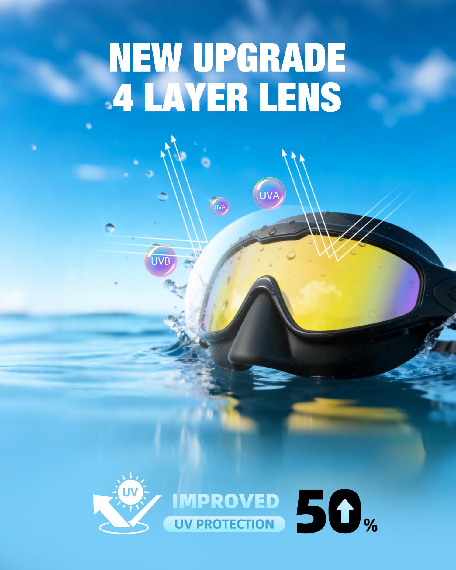 Aegend Gafas de natación con cubierta de nariz para adultos, paquete de 2 gafas de natación de visión amplia, antivaho, UV, sin fugas, para hombres y mujeres