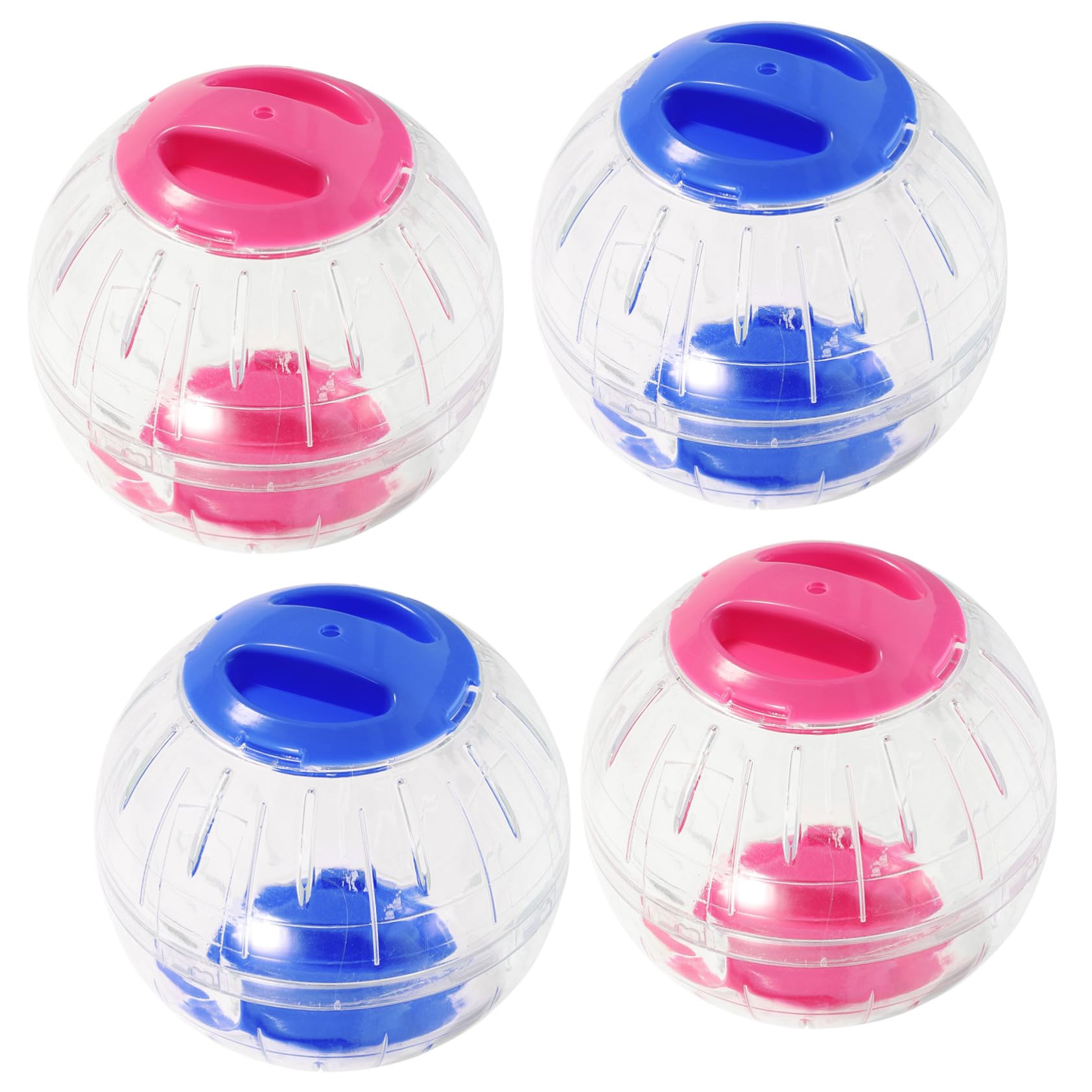 Pelota de Ejercicio para Hámster Transparente Antiescape 4piezas Plástico | Operación Silenciosa, Diseño Redondo, Apta para Cobaya y Ratón, Uso en Exterior y Viaje