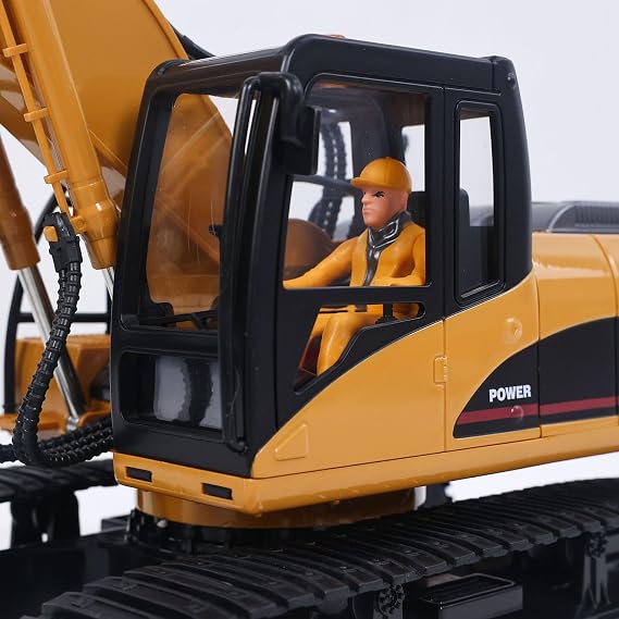 US in Stock, HUINA 1/14 RC Electric Excavator 1535 Remote Control Digger 15CH 2.4G Radio Finished Toy Model Battery Sound Light Effects Hobby Grade Model for Ages 14+