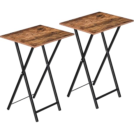 Folding TV Tray Tables, Set of 2 Side Table for Small Space,...