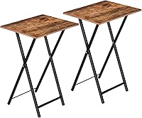 HOOBRO Folding TV Tray Tables, Set of 2 - Industrial Snack Side Tables for Couch, Small Spaces, Stable Metal Frame, Easy Fold BF25BZ01