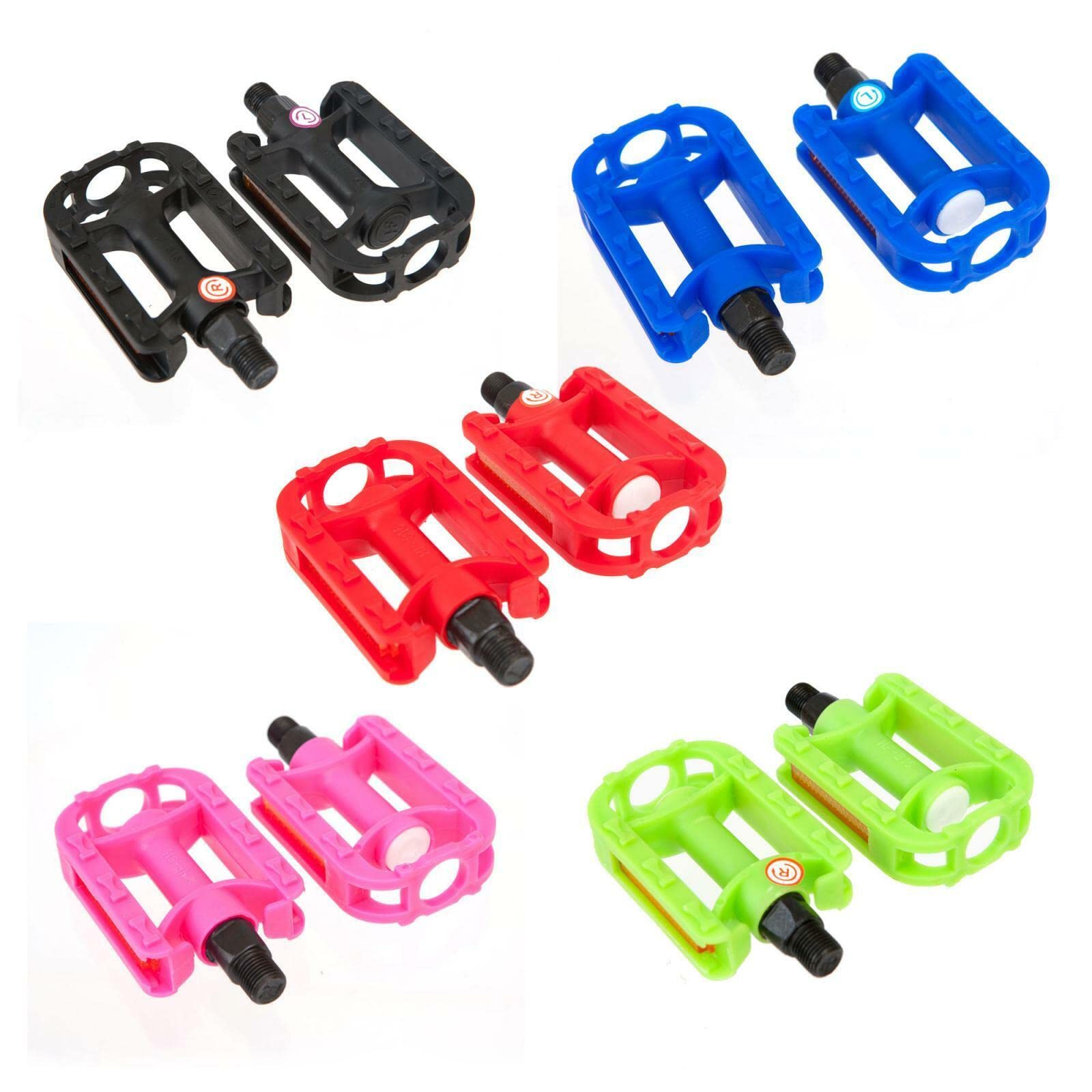 Kids Bike Pedals 1/2" Pair Blue Black Green Red Pink Girls Boys Bicycles (Blue)