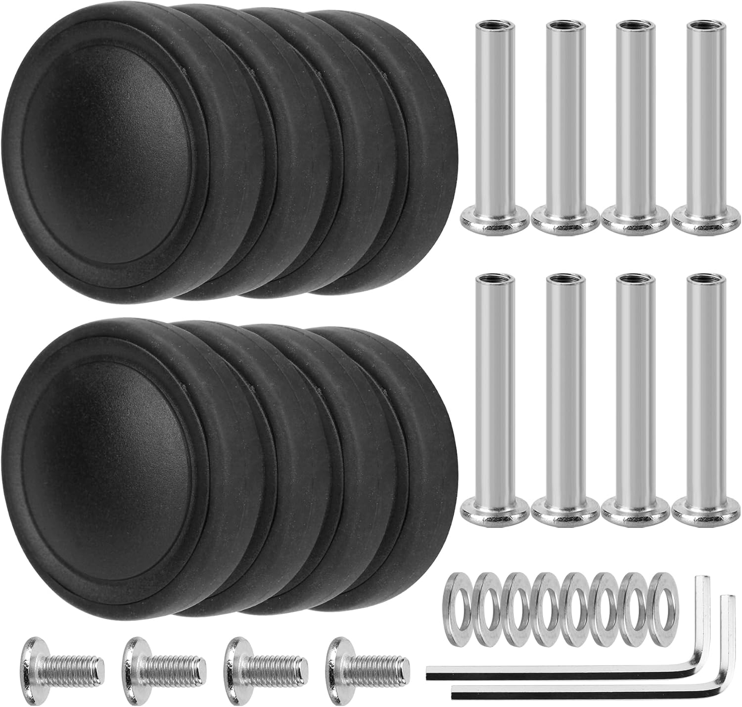 8 Pcs OD55mm Double Row Luggage Replacement Wheels, Rubber Casters EA37