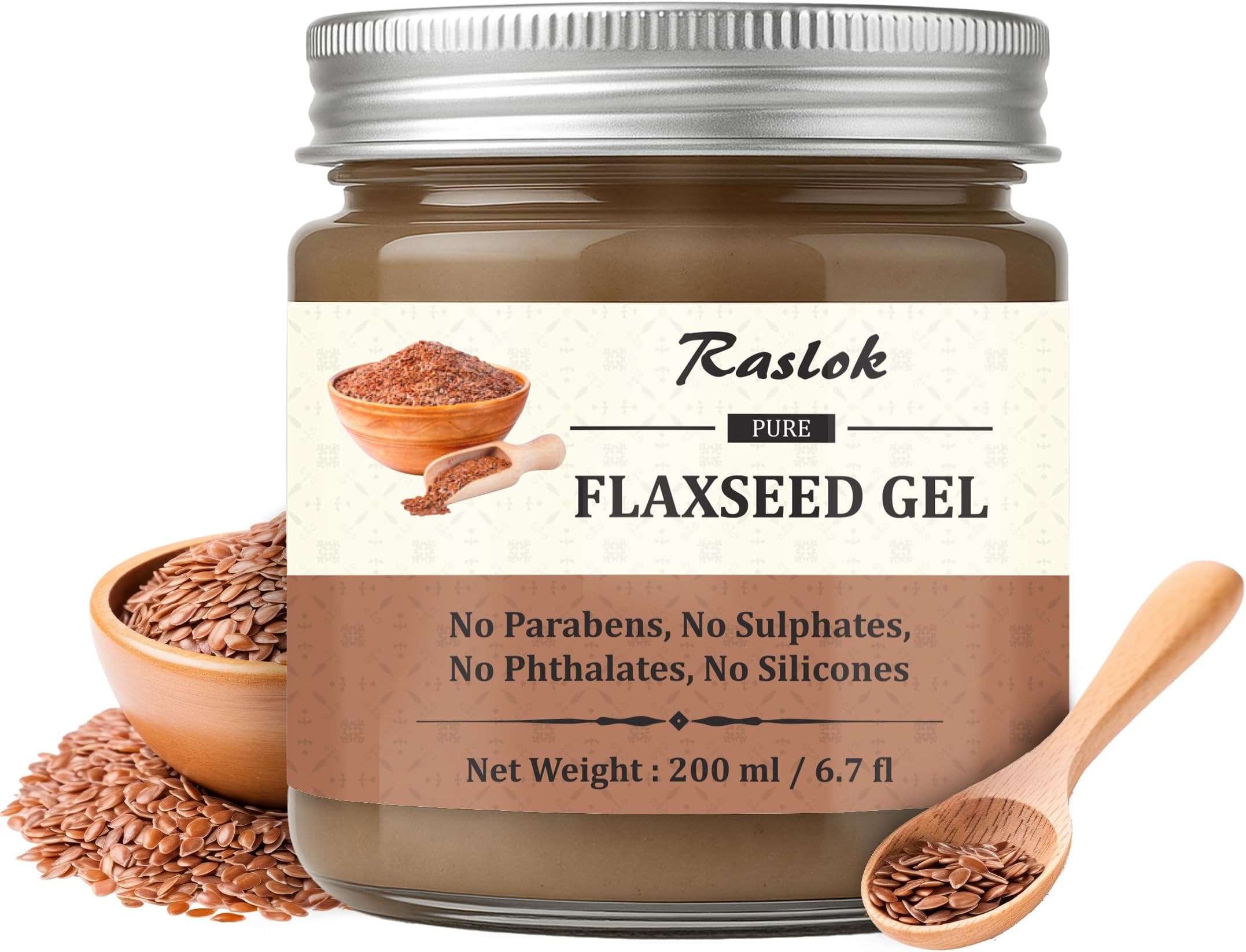 Raslok Pure Flaxseed Gel| Hydrates & Nourishes Hair | Lightweight & Gentle Formula | Supports Healthy-Looking Hair | Safe for All Hair Types | Hair Curling Gel 6.7 fl oz - 200ml