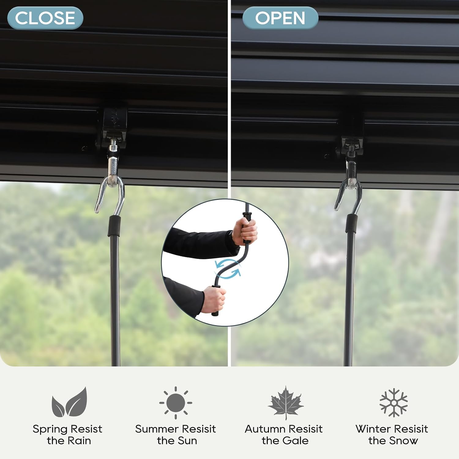 10' ×13' Louvered Pergola, Aluminum Outdoor Pergola with Privacy Curtains and Netting, Adjustable Roof Hardtop Gazebo, Waterproof Metal Patio Cover with Integrated Drainage System for Deck, Backyard