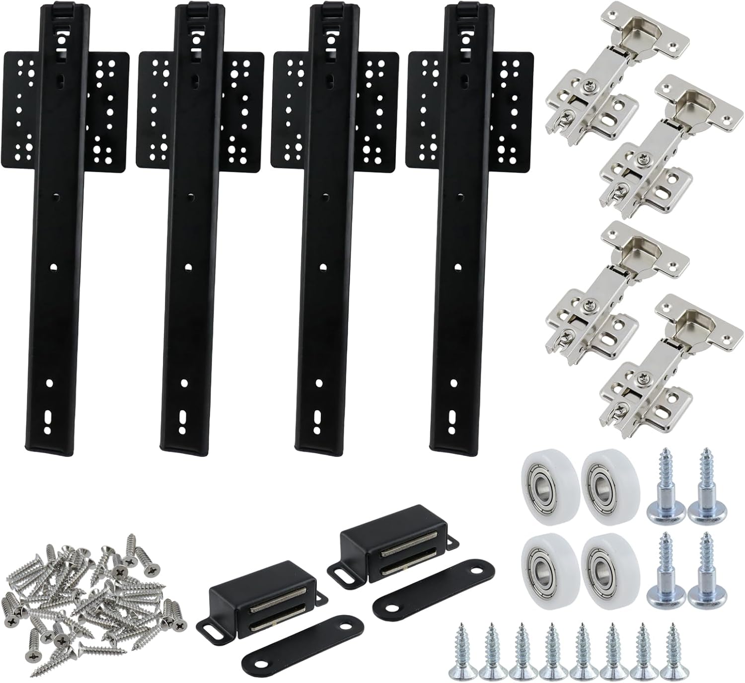 Crapyt Cabinet Pocket Hidden Door Slide, Inset Sliding System Kit, Recessed Doors Slide Hardware for Kitchen, Closet, 2 Sets 14"