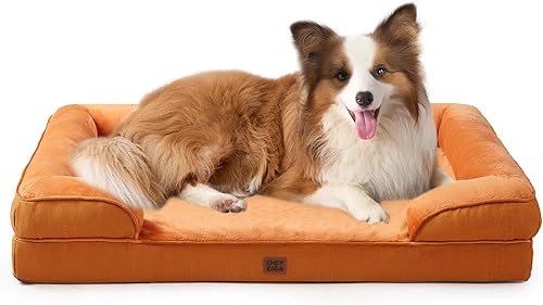 Miniatura 95 de EHEYCIGA – Cama ortopédica mediana impermeable para perros medianos, de espuma viscoelástica tipo caja de huevos, con bordes elevados y base