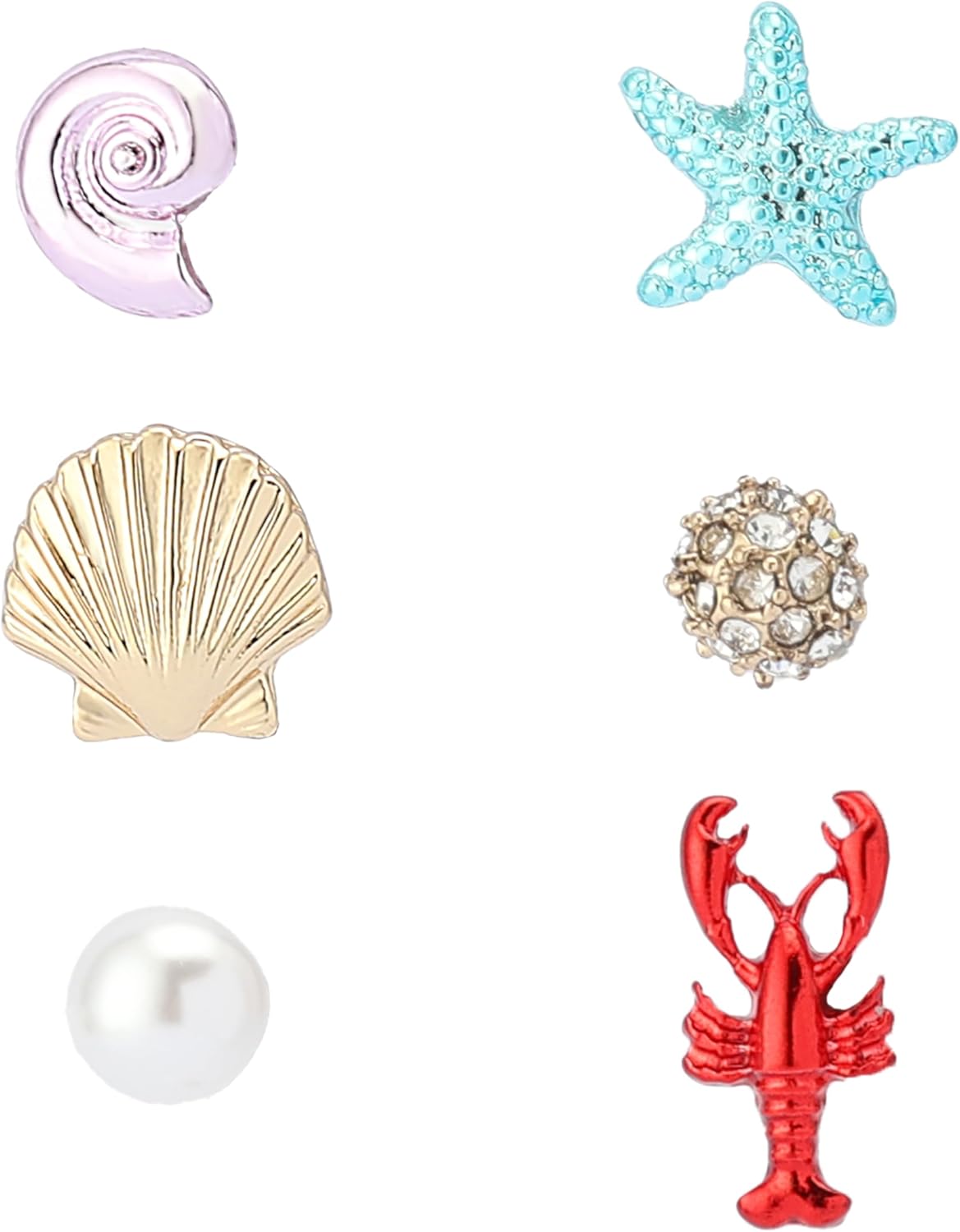 Betsey Johnson Women's Mermaid Jewels Lobster & Seashell Stud Earrings Set