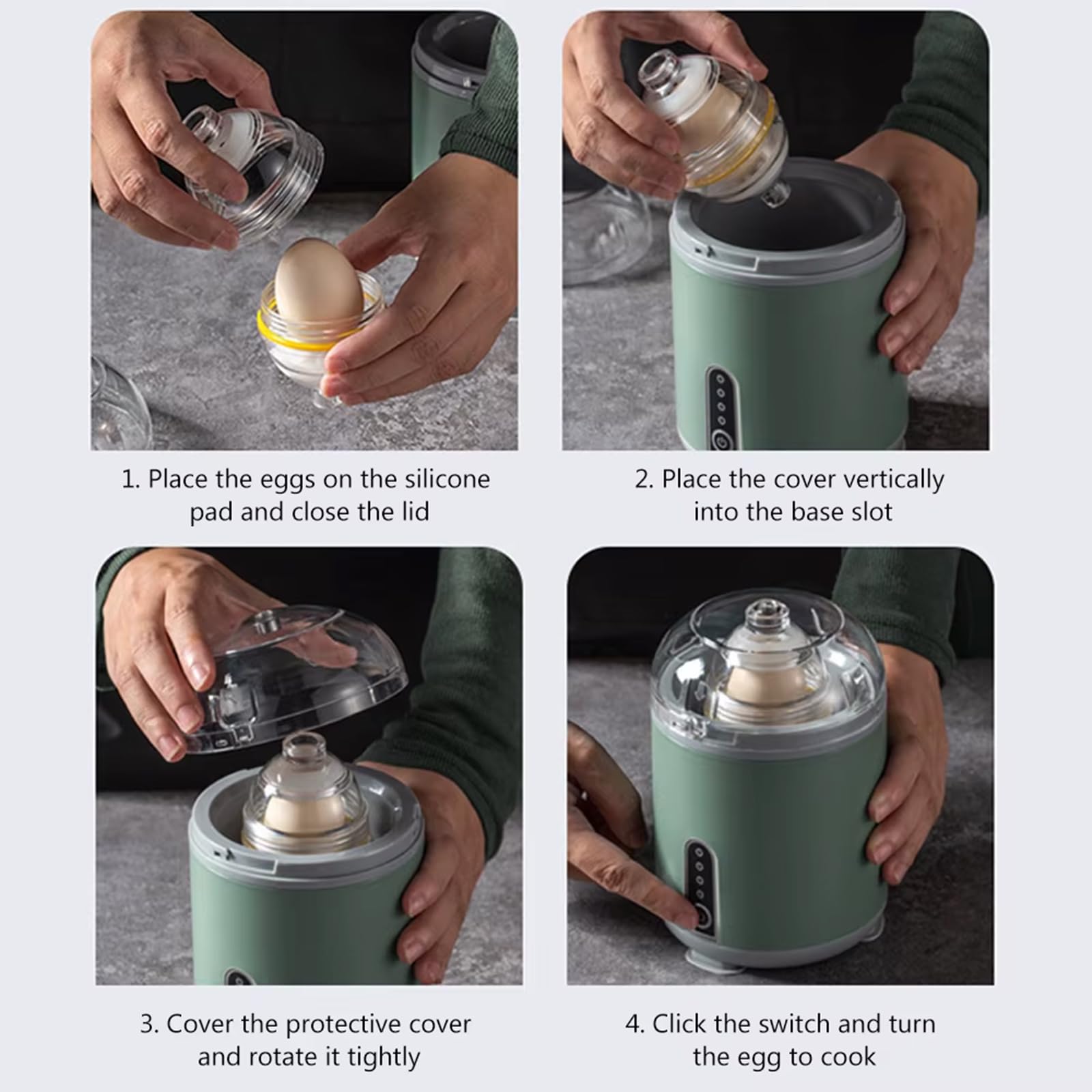 Appareil À Œufs Brouillés Rechargeable avec 2 Modes Mélange Et Base Antidérapante. Brouillez Vos Œufs Efficacement Et sans Effort. Facile À Utiliser Grâce Sa Rotation Adaptée Aux Petits,Vert