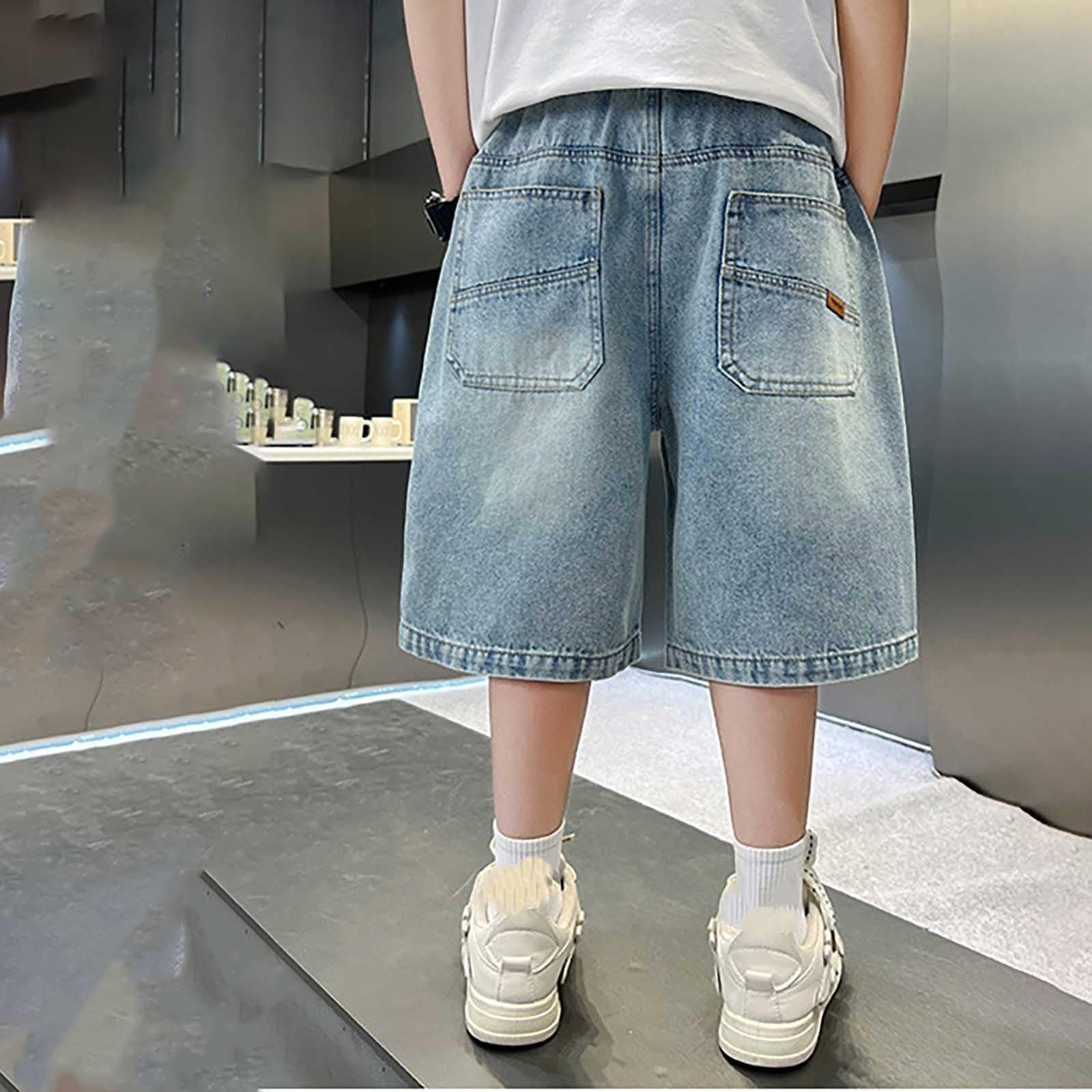 Baggy Jeans Shorts Jungs 4-14 Jahre Y2k Kurze Jeans Hip Hop Vintage Denim Teenager Streetwear Sommer Bermuda