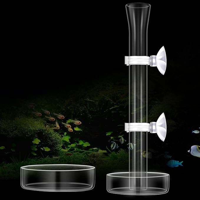 Chengu 3 Pieces Shrimp Feeding Tube and Dish Set, 8 Inch Glass Shrimp Feeder Tube and 2 Aquarium Dish Bowl Fish Tank Feeding Supplies for Fish Tank Aquarium