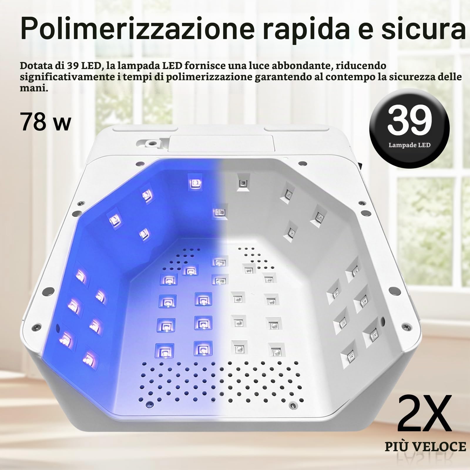 Lampada per Unghie, Lampada UV LED Unghie da 48 W con 22 Sfere Asciugatrice UV Professionale per Smalto Gel con Sensore Automatico e Display LCD per Manicure per Casa e Centri Estetici
