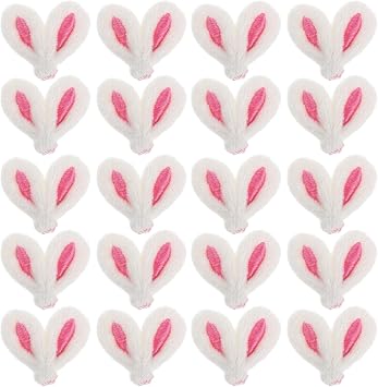 DEARMAMY 40pcs Bunny Ear Ornament DIY Plush Mini Easter Rabbit Animal Ears Easter Bunny Ear Hair Clip Decor Hair Charm Rabbit Ear Hairpin for DIY Craft Hair Accessories