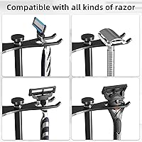 Vista 2 de pickpiff Soporte para Maquinilla de Afeitar de Seguridad con Portacepillos, Soporte de Afeitado de Metal Resistente Negro para Hombres, Aberturas