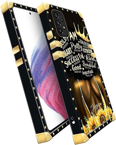 Miniatura 2 de CARLOCA Funda compatible con Samsung Galaxy A53 5G, diseño de girasol, negro, dorado, de lujo, suave TPU duro, a prueba de golpes, protector para