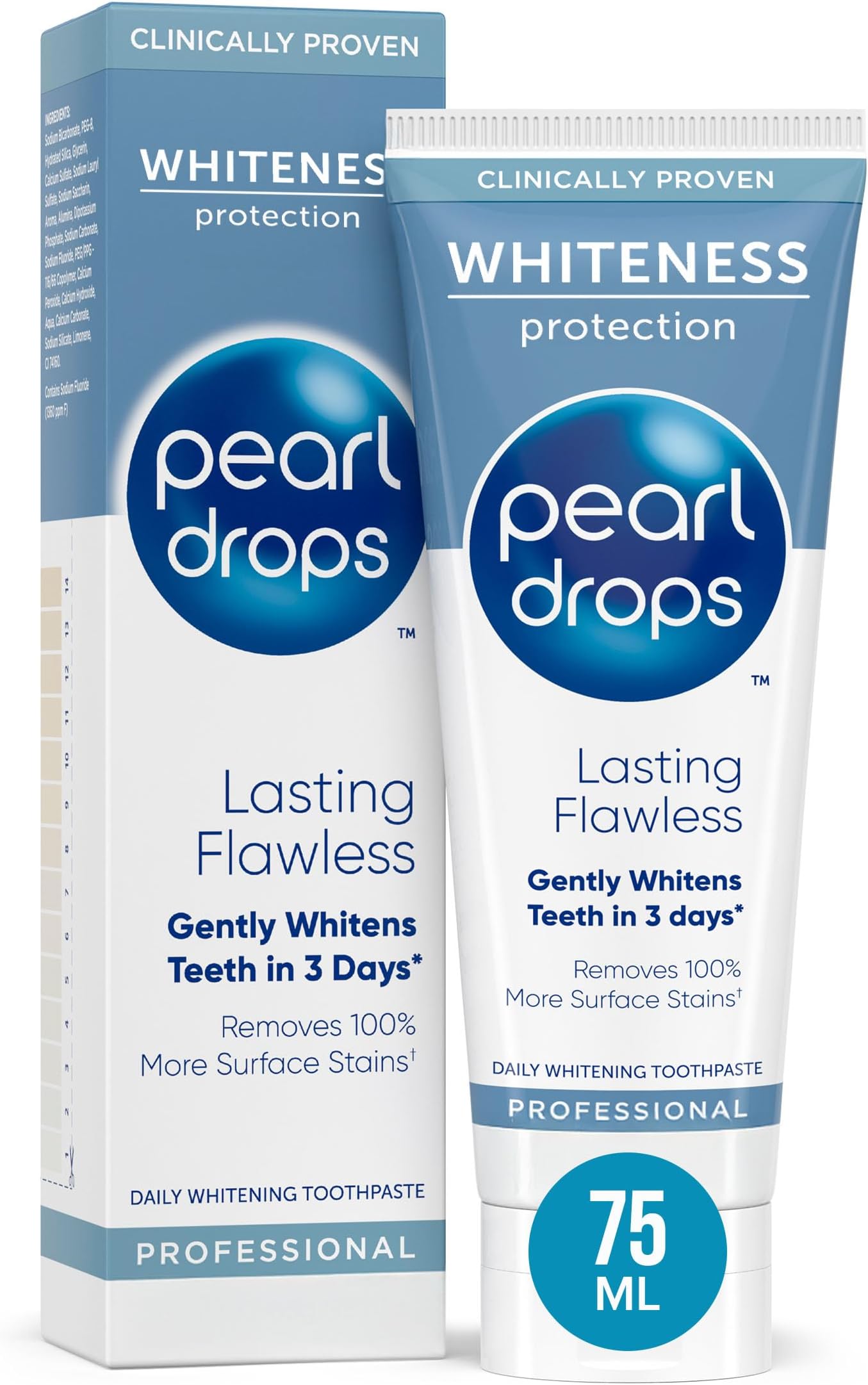 Pearl Drops - Lasting Flawless Professional Daily Toothpaste - Whiter Teeth In 3 Days - 75 ml (Pack of 1)