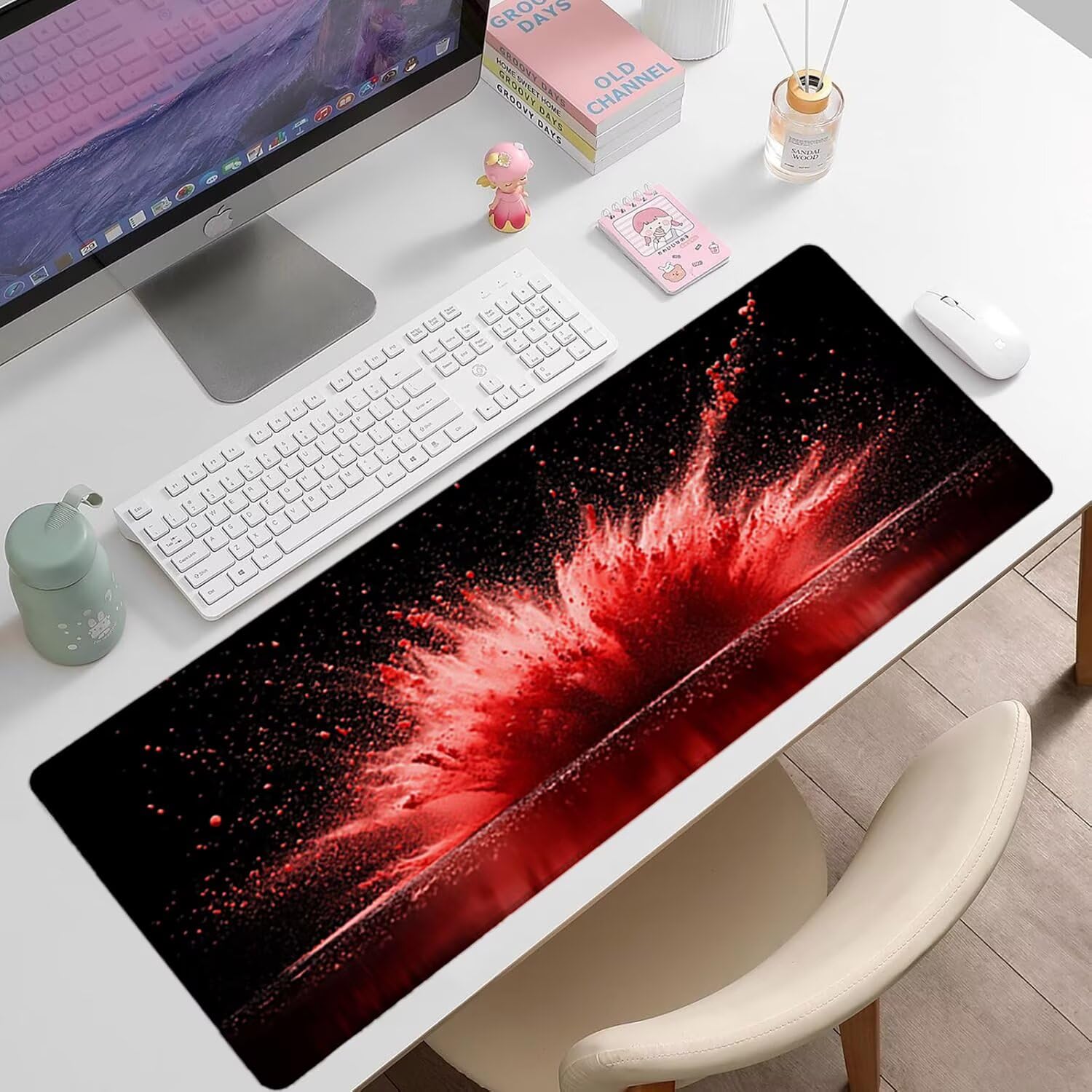 Podkładka pod mysz do gier XXL - 1600 x 800 x 3 mm - krajobraz duża antypoślizgowa podkładka pod klawiaturę biurową ze zszytymi krawędziami, czarna duża podkładka pod mysz do gier do biura i domu