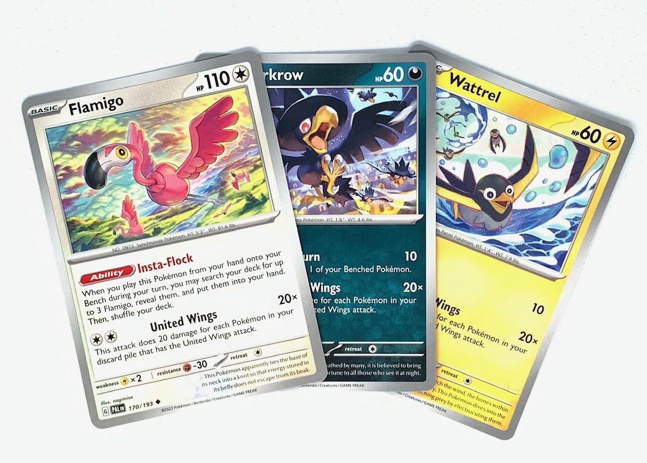 Flamigo Wattrel Murkrow - Paldea Evolved - United Wings Pokemon Set - 3 Card Lot - 170 193