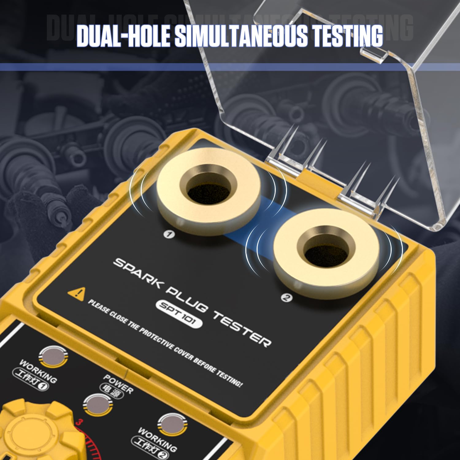 Spark Tester Automotive, Car Spark Plug Tester with Auto Adjustable Double Hole Detector Ignition Plug Analyzer, Automotive Engine Ignition Plug Analyzer 110V for 12V Vehicles
