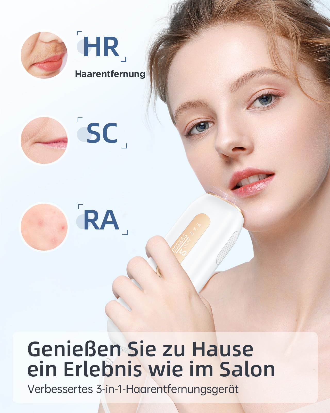 Haarlosy IPL Geräte Haarentfernung Laser für Frauen und Männer, 3-in-1 Haarentfernungsgerät für Bikinizone, Oberlippe, Achselhöhlen, Körper, Gelb