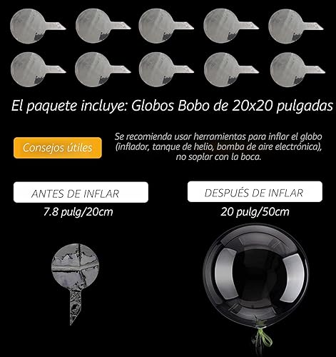 Miniatura 6 de Globos de burbujas Bobo de 20 pulgadas, 20 globos transparentes Bobo, globo de burbujas grandes transparentes para decoración de Navidad, boda,